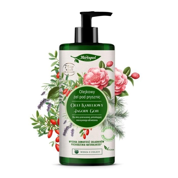 HERBAPOL Olejkowy Żel pod prysznic - Olej Kameliowy &amp; Jagody Goji 740ml