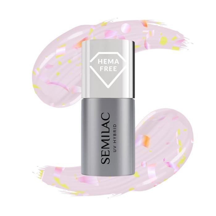 SEMILAC Top No Wipe Top do lakierów hybrydowych T26 Matte Peach Galaxy 7 ml