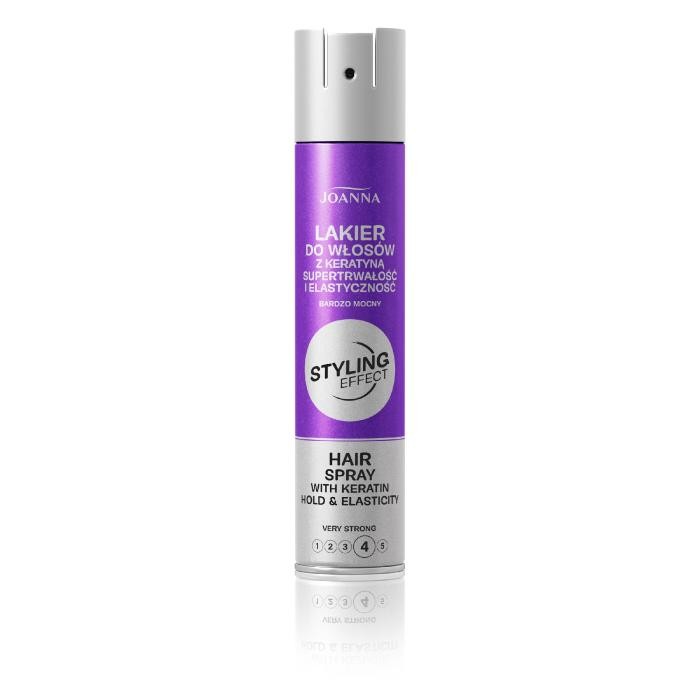 JOANNA Styling Effect Lakier do włosów z keratyną Supertrwałość i Elastyczność - bardzo mocny 250 ml