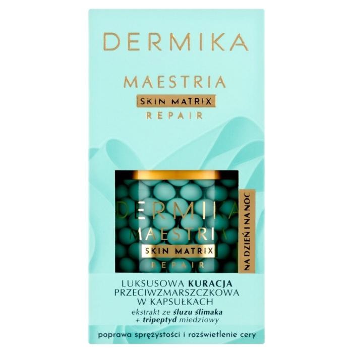DERMIKA Maestria Skin Matrix Repair Luksusowa Kuracja przeciwzmarszczkowa w kapsułkach z ekstraktem ze śluzu ślimaka na dzień i