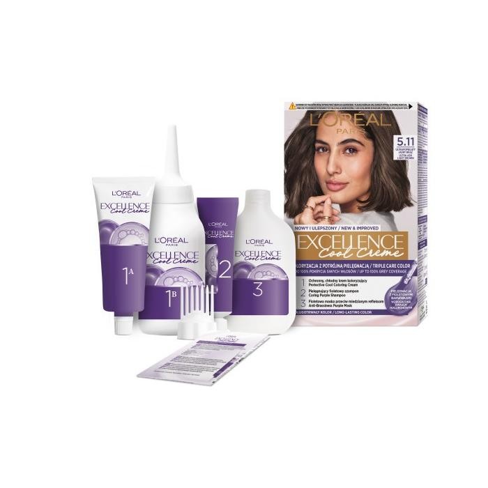 LOREAL Excellence Creme Farba do włosów  5.11 Ultrapopielaty jasny brąz
