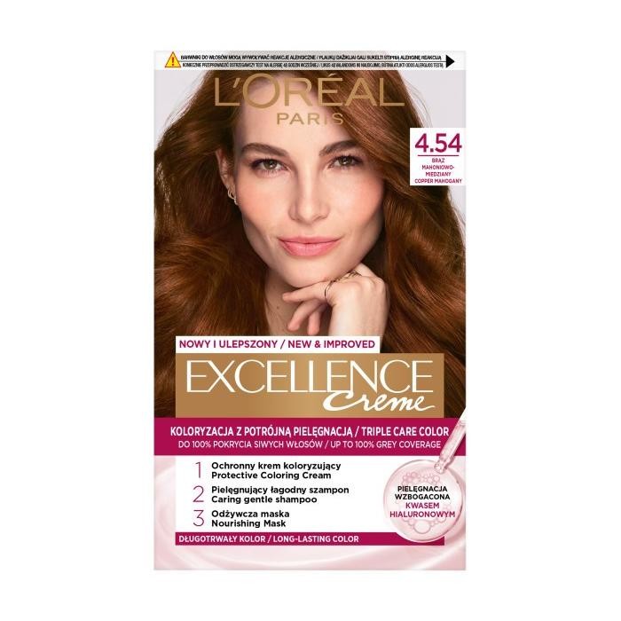 Loreal Excellence Creme Krem koloryzujący 4.54 brąz mahoniowo miedziany 1op.