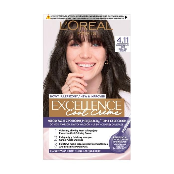 Loreal Excellence Cool Creme Krem koloryzujący 4.11 Ultra Popielaty Brąz 1op.