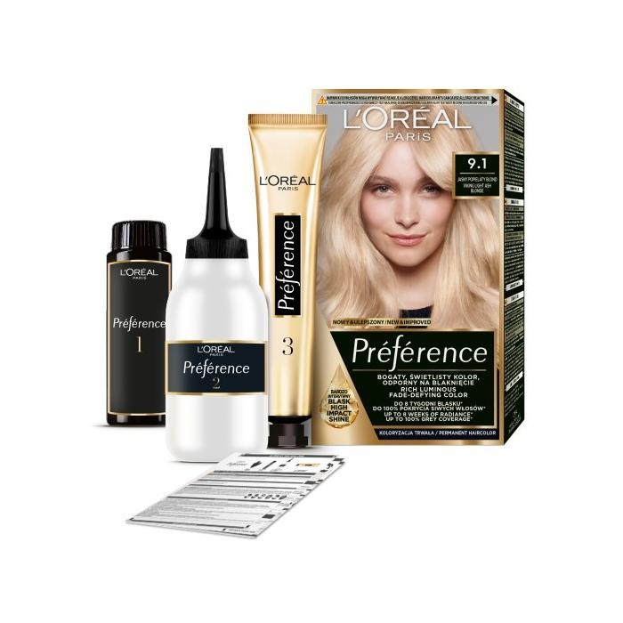 LOREAL Preference Farba do włosów 9.1 - Jasny Popielaty Blond 1 op.