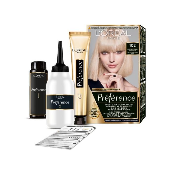 LOREAL Preference Farba do włosów nr 102 - Bardzo Bardzo Jasny Perłowy Blond  1op.