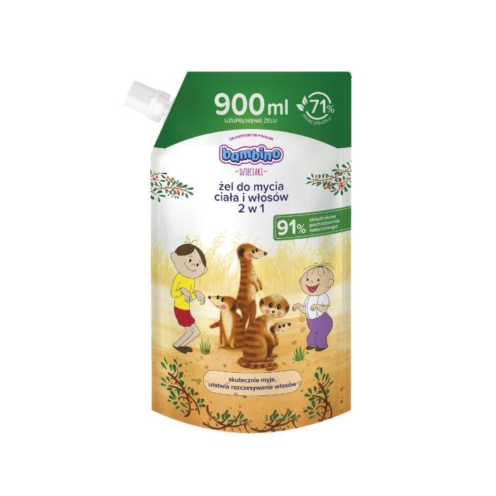 NIVEA Bambino Dzieciaki Żel do mycia ciała i włosów 2w1 Surykatki Refill 900 ml