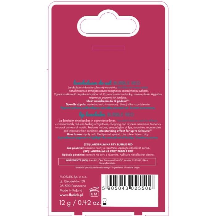 FLOSLEK Lanobalsam do ust Bubble Red 12 g