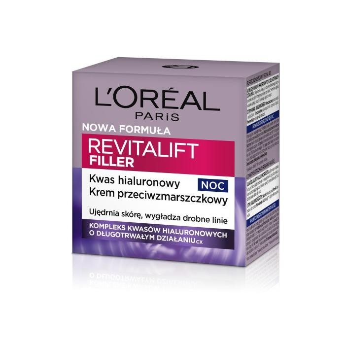 LOREAL Revitalift Filler 40+ Krem przeciwzmarszczkowy z Kwasem hialuronowym na noc 50 ml