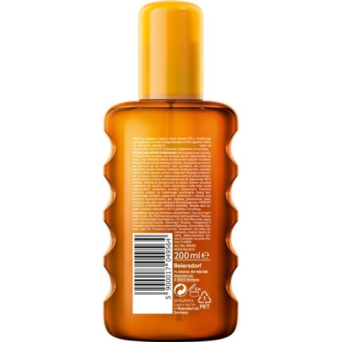 NIVEA SUN Intense Bronze Olejek karotenowy do opalania w sprayu SPF6 200 ml