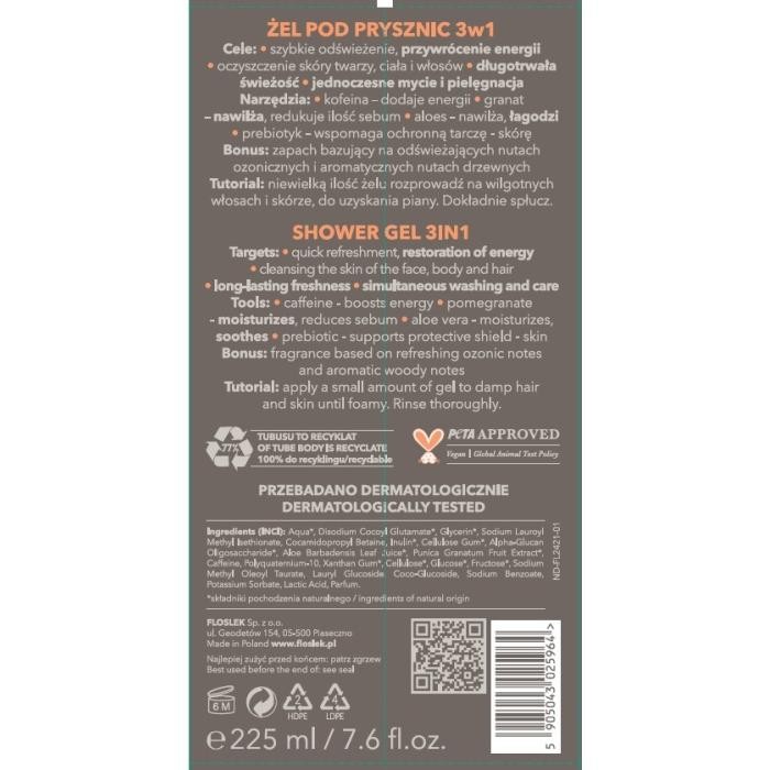 FLOSMEN Żel pod prysznic 3w1 225 ml
