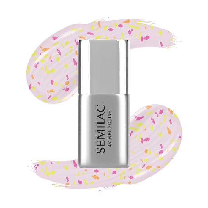 SEMILAC Top No Wipe Top do lakierów hybrydowych T26 Matte Peach Galaxy 7 ml