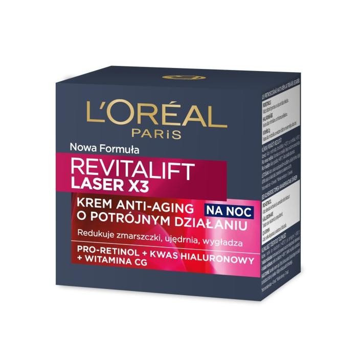 LOREAL Revitalift Laser x3 Krem anti-aging o potrójnym działaniu na noc 50 ml