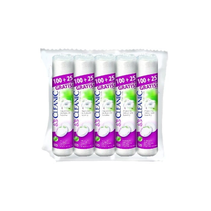 Cleanic Płatki kosmetyczne Pure Effect Okrągłe 5 x 125 szt