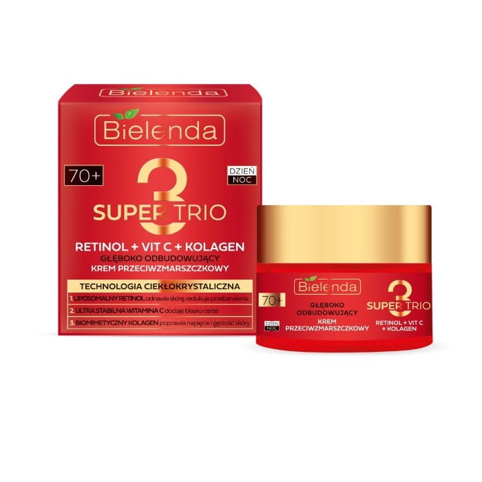 BIELENDA SUPER TRIO 70+ Głęboko Odbudowujący Krem przeciwzmarszczkowy 50ml