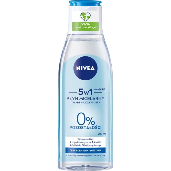 NIVEA MicellAIR Płyn micelarny do demakijażu 5w1 - cera normalna i mieszana 200 ml