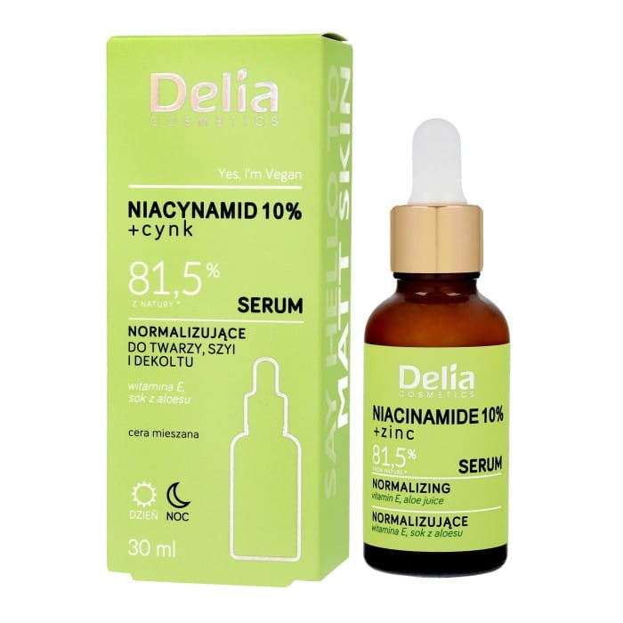 DELIA Serum do twarzy, szyi i dekoltu Niacynamid 10%+Cynk 81,5% 30 ml