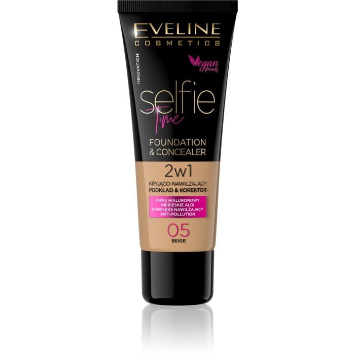 EVELINE Selfie Time Podkład 2w1 kryjąco-nawilżający nr 05 Beige 30 ml