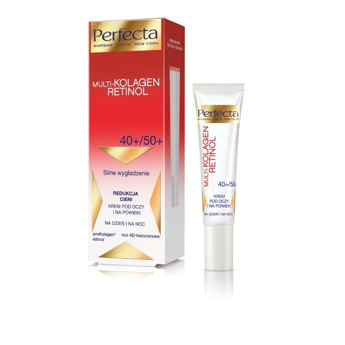 PERFECTA Multi-Kolagen Retinol 40+/50+ Krem pod oczy i na powieki wygładzający i redukujący cienie 15 ml