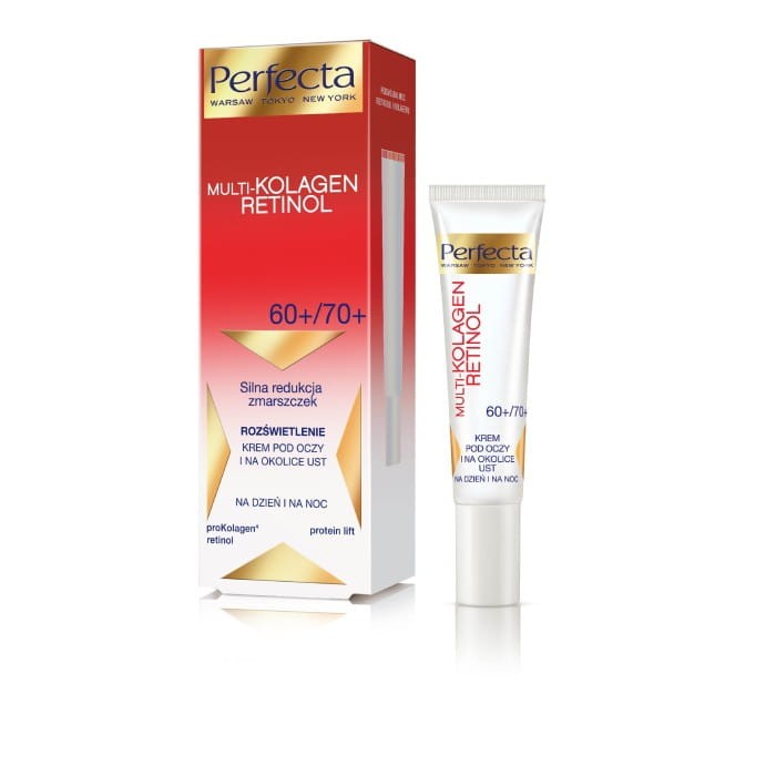 PERFECTA Multi-Kolagen Retinol 60+/70+ Krem pod oczy i na powieki rozświetlający i redukujący zmarszczki 15 ml