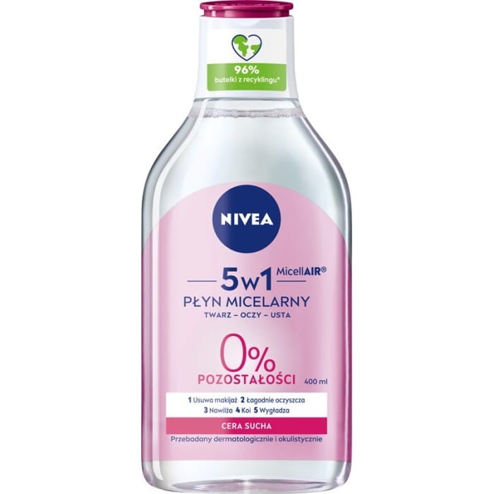 NIVEA MicellAIR Płyn micelarny do demakijażu 5w1 - cera sucha 400 ml