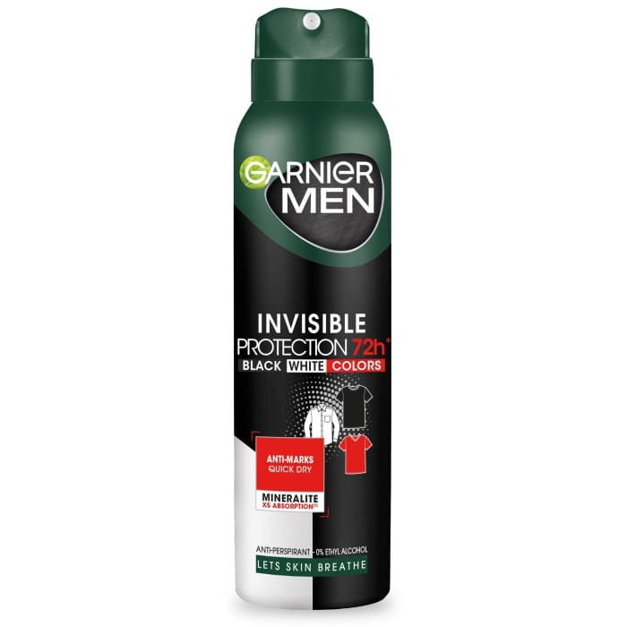 GARNIER Men Dezodorant spray Invisible Protection 72h - Black,White,Colors   150 ml