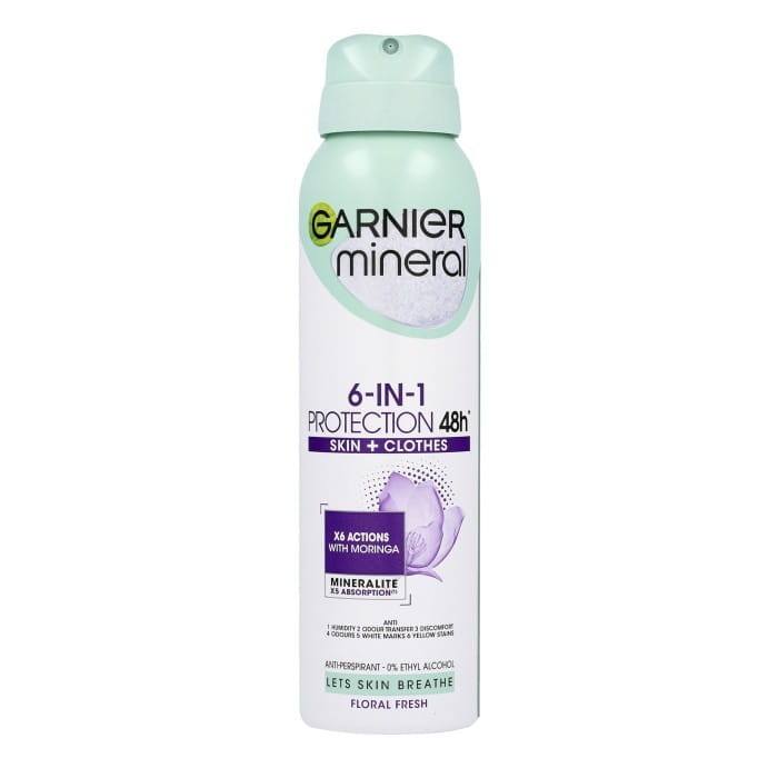 GARNIER Mineral Dezodorant spray 6in1 Protection 48h Floral Fresh - Skin+Clothes  150 ml