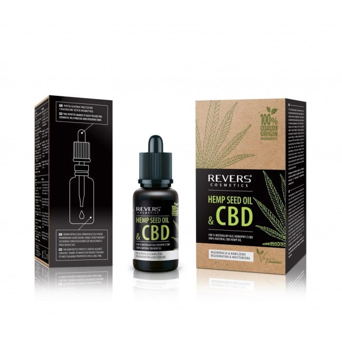 REVERS Hemp Seed Oil&amp;CBD Naturalny Olej konopny z CBD 100%  15ml