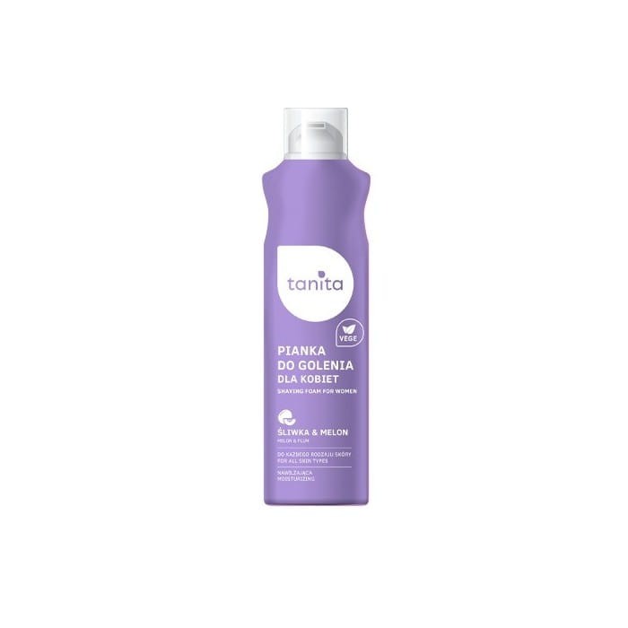 TANITA Vegan Pianka do golenia dla kobiet do każdego rodzaju skóry Śliwka &amp; Melon 200ml