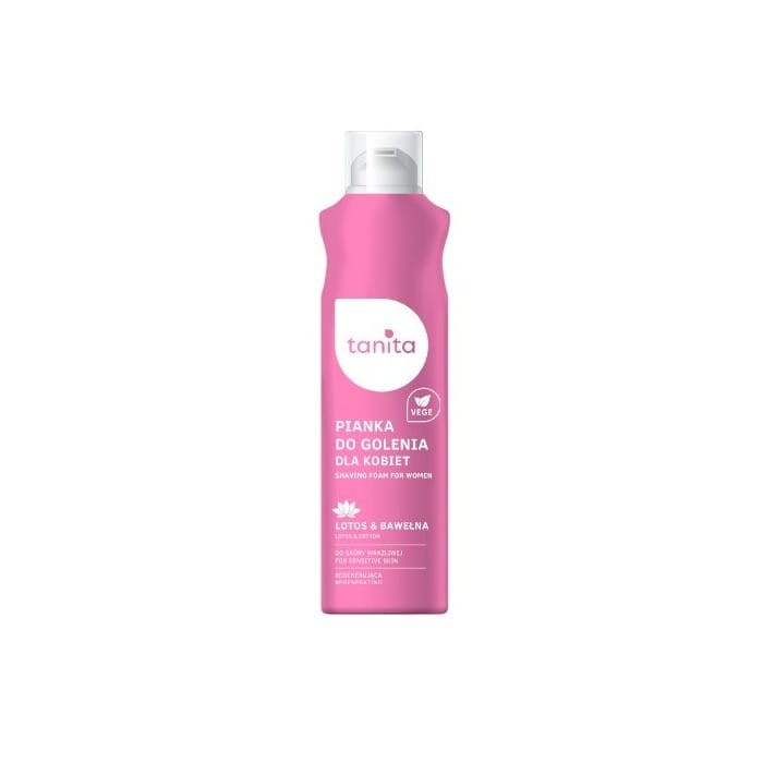 TANITA Vegan Pianka do golenia dla kobiet do skóry wrażliwej Lotos &amp; Bawełna 200ml