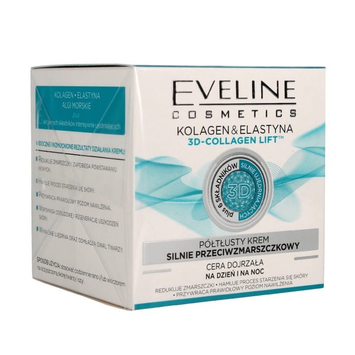 EVELINE Półtłusty krem silnie przeciwzmarszczkowy - Kolagen &amp; Elastyna i 3D-Collagen Lift 50 ml