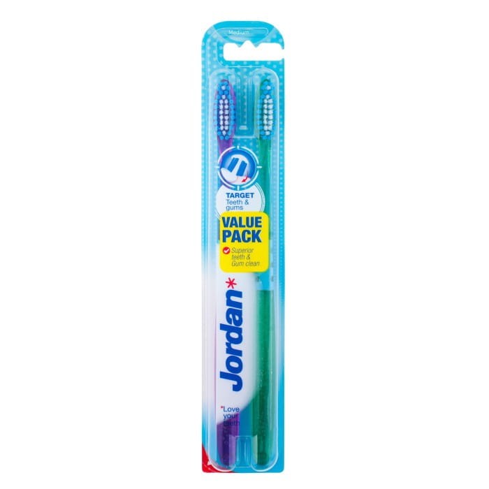 Jordan Szczoteczka do zębów DUO Target Teeth &amp; Gums medium  mix kolorów 1op-2szt