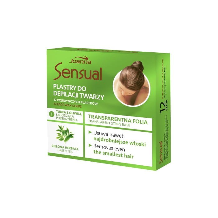 JOANNA Sensual Transparentne plastry do depilacji twarzy - Zielona herbata 1 op. (12 szt.)