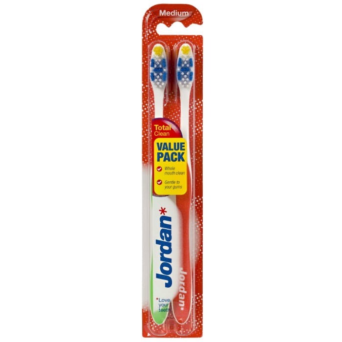Jordan Szczoteczka do zębów Total Clean średnia mix kolorów 1 op.- 2 sztuki