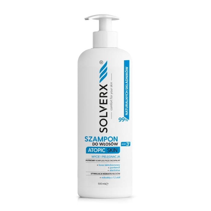 SOLVERX Atopic Skin Szampon do włosów - pielęgnujący i przeciwzapalny 500ml