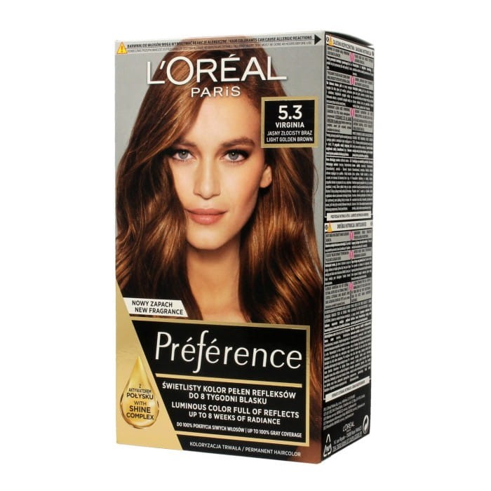 Loreal Preference Farba do włosów nr 5.3 Virginia - jasny złocisty brąz  1op.