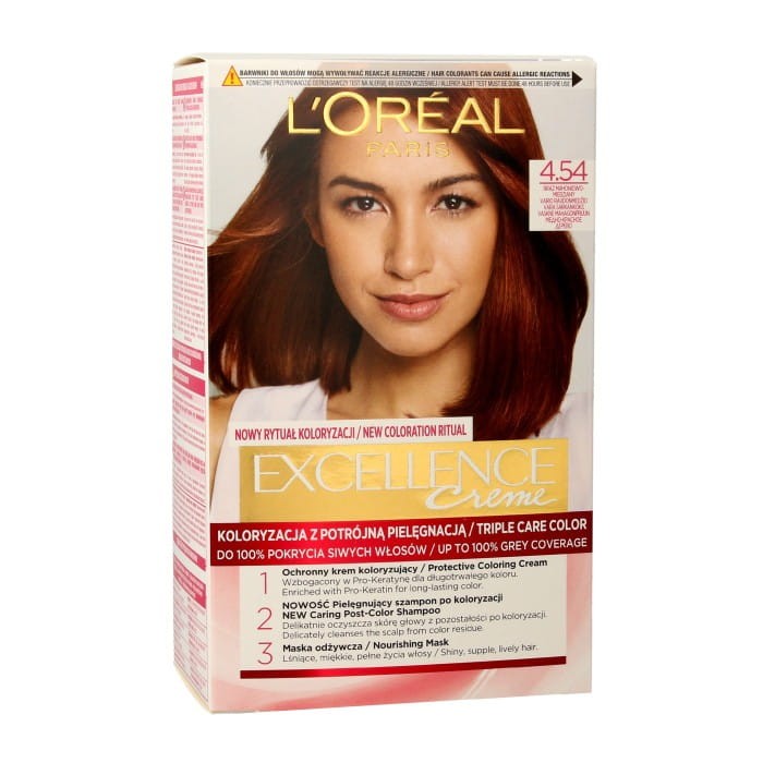 Loreal Excellence Creme Krem koloryzujący 4.54 brąz mahoniowo miedziany 1op.