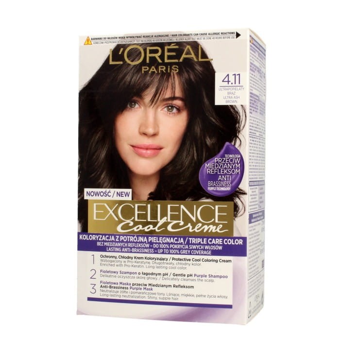 Loreal Excellence Cool Creme Krem koloryzujący 4.11 Ultra Popielaty Brąz 1op.