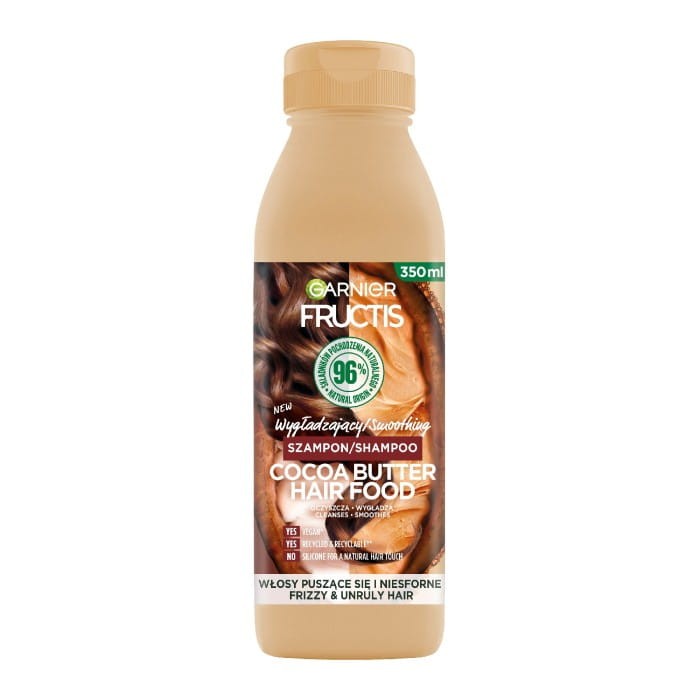 GARNIER Fructis Hair Food Szampon do włosów wygładzający Cocoa Butter - do włosów puszących się i niesfornych 350 ml