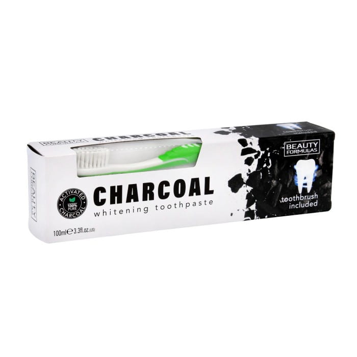 Beauty Formulas Wybielająca Pasta do zębów Charcoal 100ml + szczoteczka