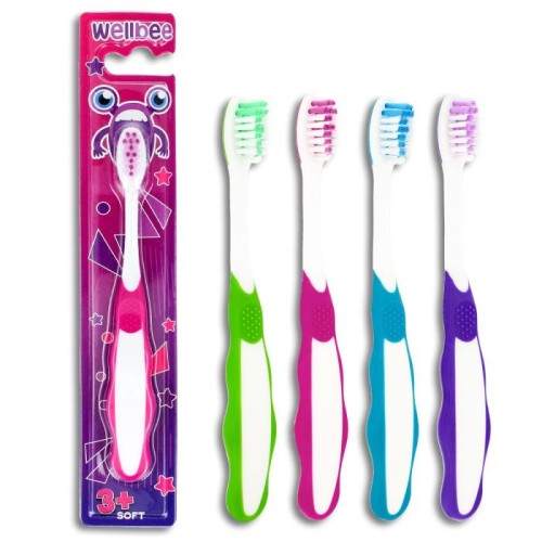WELLBEE Szczoteczka dla dzieci KIDS(3+) Soft (blister) - mix kolorów 1szt