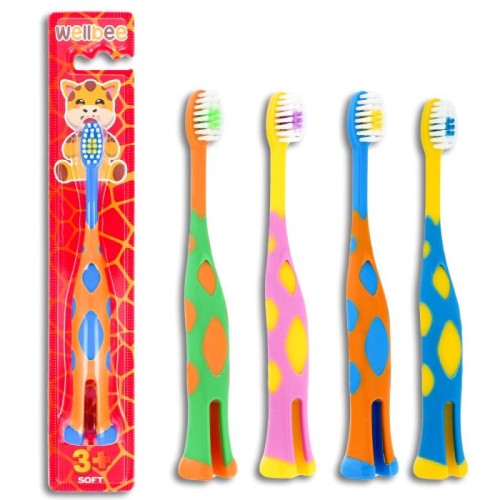 WELLBEE Szczoteczka dla dzieci KIDS(3+) Soft (blister) stojąca - mix kolorów 1szt