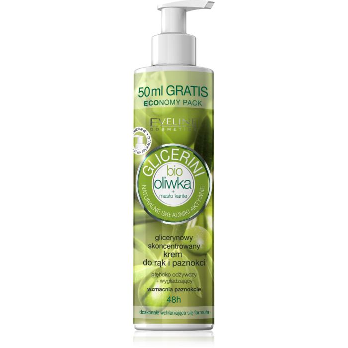 EVELINE Bio Oliwka Glicerynowy skoncentrowany krem do rąk i paznokci 245 ml
