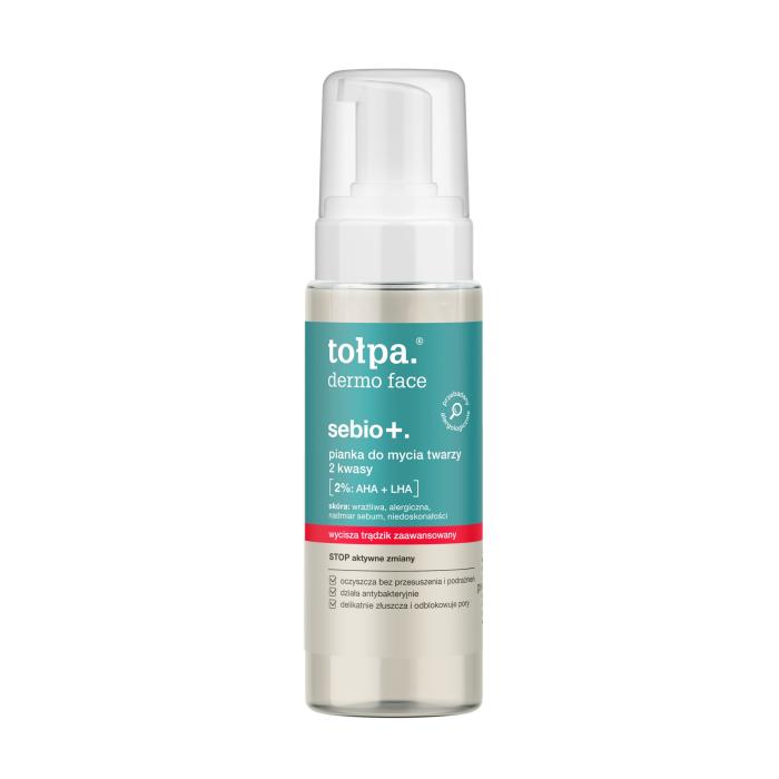 TOŁPA Dermo Face Sebio+ Pianka do mycia twarzy 2 Kwasy 2%: AHA+LHA  150 ml