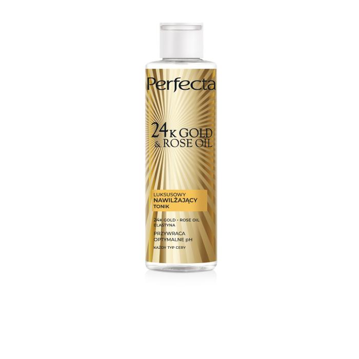PERFECTA 24K Gold &amp; Rose Oil Luksusowy tonik nawilżający do cery dojrzałej 200 ml