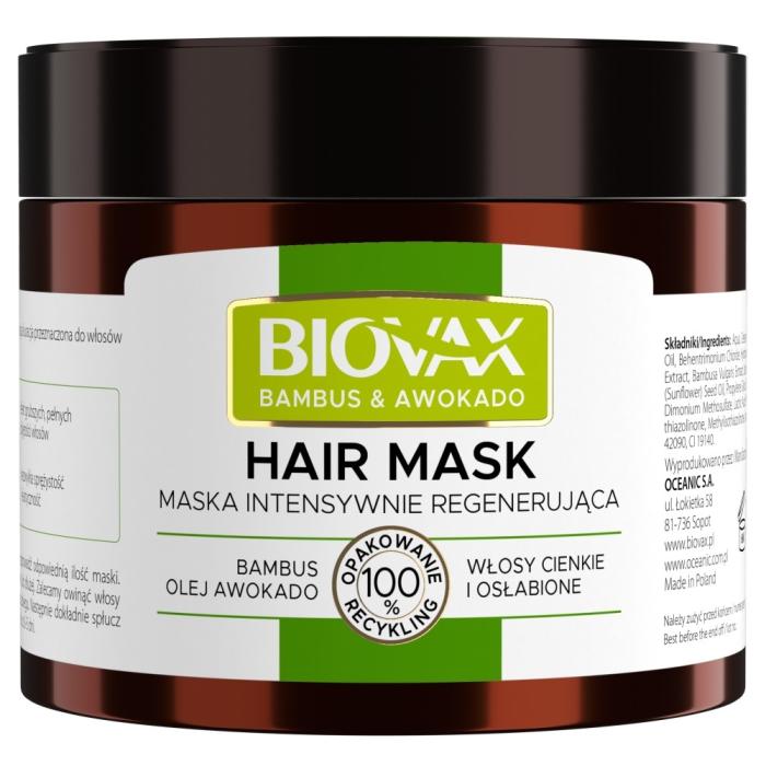BIOVAX Bambus &amp; Awokado Maska intensywnie regenerująca do włosów cienkich i osłabionych 250 ml