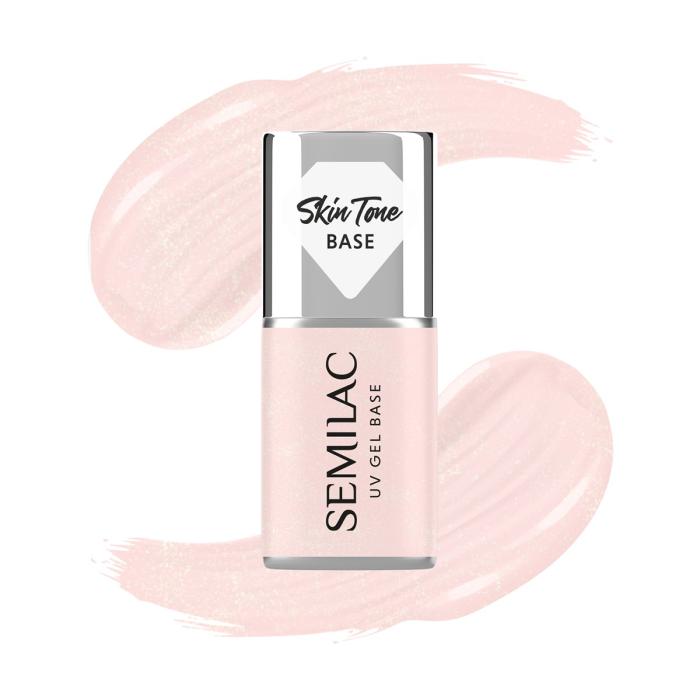 SEMILAC Skin Tone Baza coverowa do lakierów hybrydowych półtransparentna Glitter Rose 7 ml