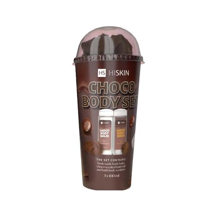 HISKIN Body Set Tuba Zestaw produktów do kąpieli - Choco (żel do mycia ciała 100ml+balsam do ciała 100ml+myjka+kula 15g)