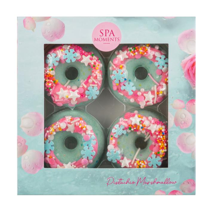 SPA MOMENTS Donut d/kąp. pianka pistac.(róż)4szt