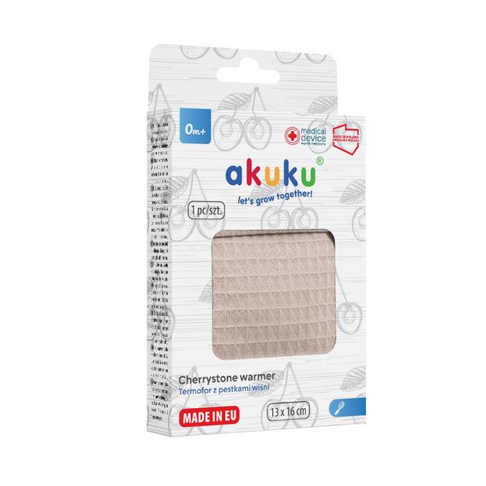 AKUKU Termofor z pestkami wiśni w pokrowcu 13x16 cm beż (a0635)