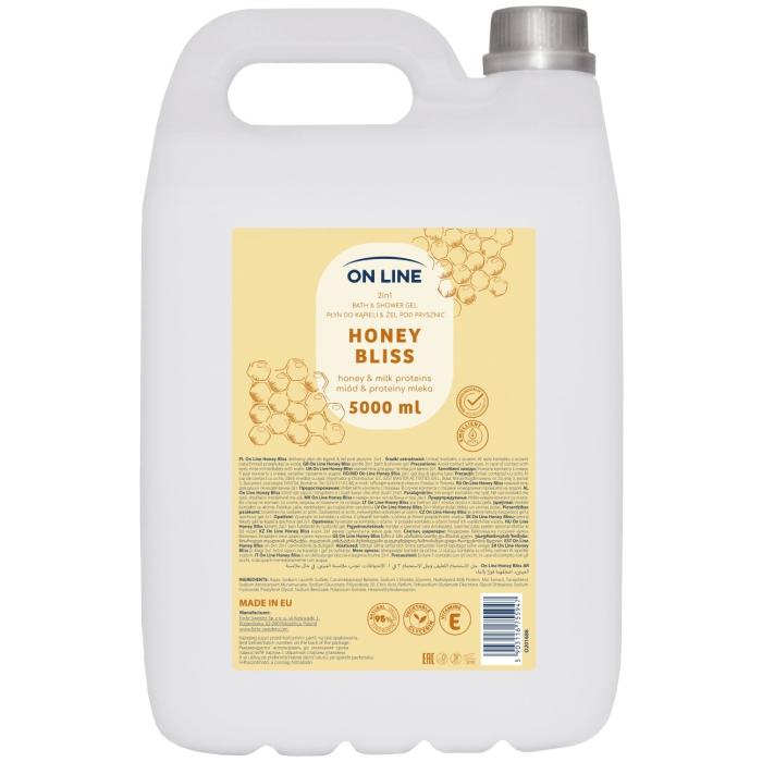 ON LINE 2w1 Płyn do kąpieli&amp;Żel pod prysznic Miód&amp;Proteiny mleka 5000 ml
